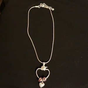 Brighton heart charm necklace with 2 red charms